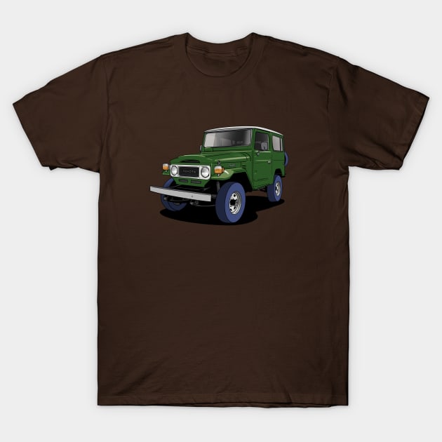 Toyota Land Cruiser (J40) truck in dark green T-Shirt by Webazoot